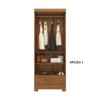 Roupeiro Solteiro Smart Plus 2 Portas 1 Gaveta Larg. 0.85m (GR2123) Cinamomo Com Pés Rodial Móveis - Foto 3