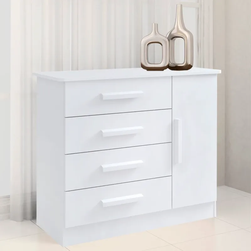 Cômoda 4 Gavetas e Sapateira Firenze Branca D Doro Imagem