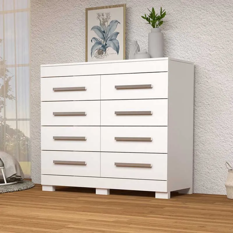 Cômoda Nalu 100% MDF com 8 Gavetas Larg. 1.11m Branco