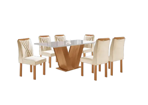 Mesa de Jantar Classic 160×080 com 6 Cadeiras Classic Cel Móveis