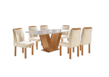Mesa de Jantar Classic 160×080 com 6 Cadeiras Classic Cel Móveis