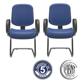 Kit com 2 unidades Cadeira Aproximação Operativa Plus Diretor Base Sky Preta com Braços Corsa