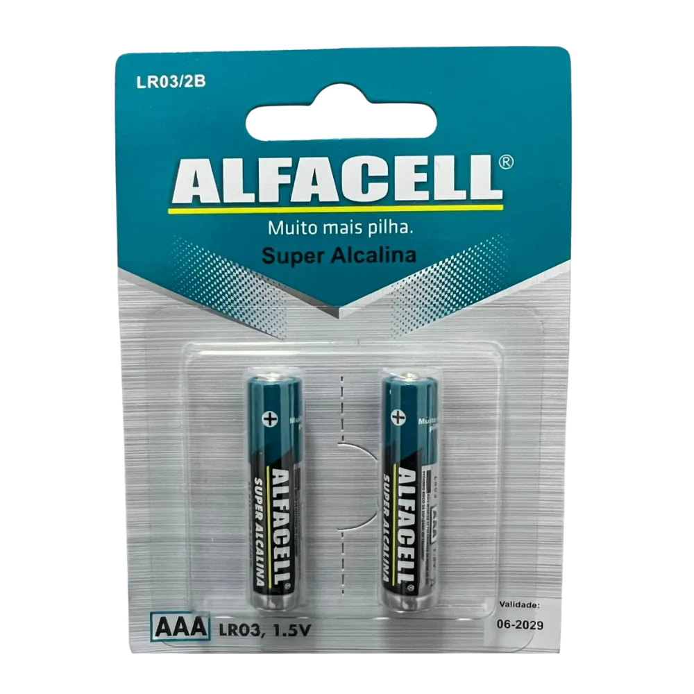 Cartela Pilha Palito Alfacel Alcalina AAA com 2 Unidades