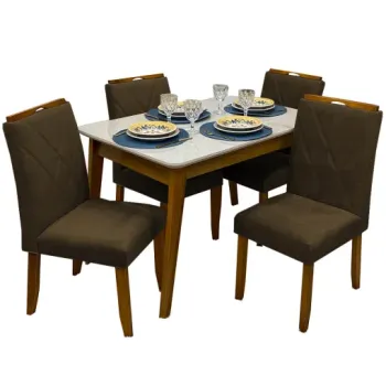 Mesa Elegance 120x80 Com Vidro + 4 cadeiras maciças - Foto 2