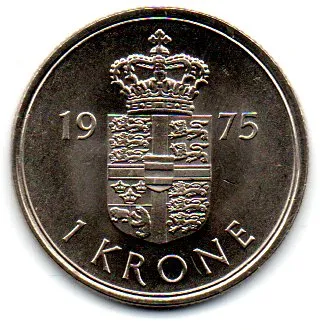 Dinamarca - 1975 - 1 Krone - Sob/Fc Imagem