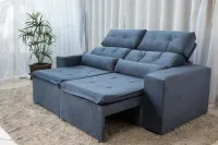 KIT Sofá Retrátil e Reclinável  Beatriz Zeus ,Ubá  2 metros em suede LE estofados = puf + poltrona - Foto 6