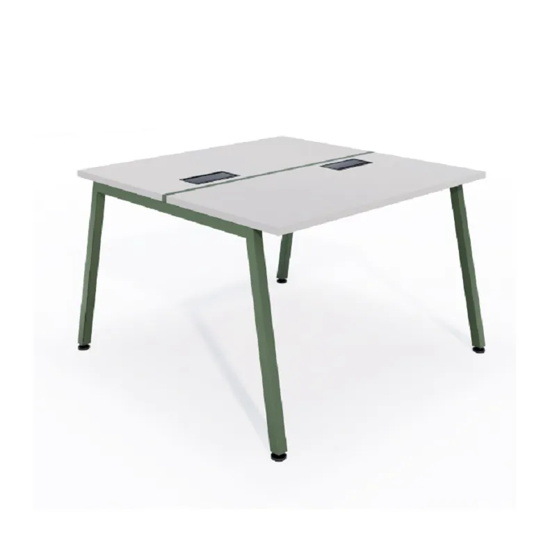 Estação de Trabalho Mesa Plataforma 1000 Para 2 Lugares Pé Metal Cavalete com Calha para Fiação e Caixa Para Tomadas Lexus Smart Imagem