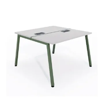 Estação de Trabalho Mesa Plataforma 1000 Para 2 Lugares Pé Metal Cavalete com Calha para Fiação e Caixa Para Tomadas Lexus Smart