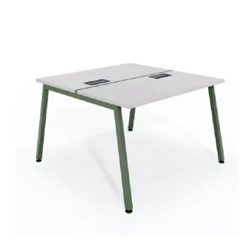 Estação de Trabalho Mesa Plataforma 1200 Para 2 Lugares Pé Metal Cavalete com Calha para Fiação e Caixa Para Tomadas Smart