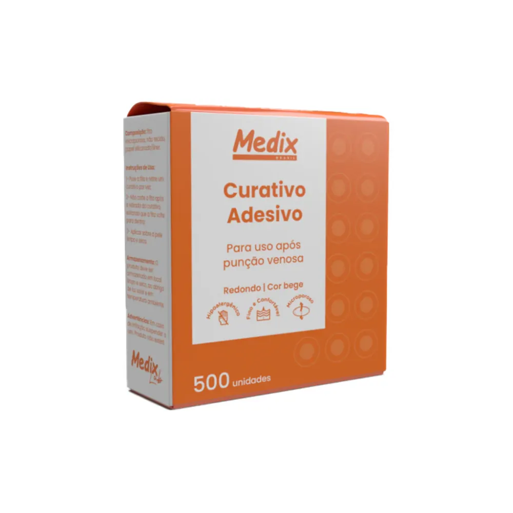 Curativo Redondo para Coleta de Sangue Hipoalergênico c/ 500 - Medix
