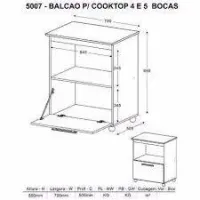 Balcão Cooktop Salvia RQ cortado 4 ou 5 bocas  - Foto 4