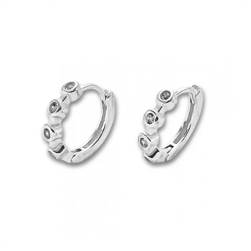 Brinco de prata  950 argola com pedras - BC1040M Imagem