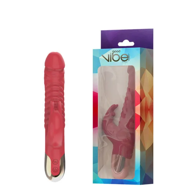 Vibrador Recarregável Vai e Vem com Estimulador Clitoriano Formato Coelho – GOOD VIBE TOYS  Imagem