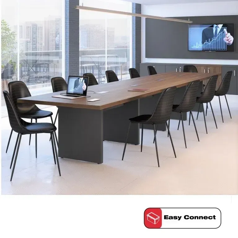 Mesa de Reunião Retangular 4570 Modular 40mm com Caixa para Tomadas Concept Imagem