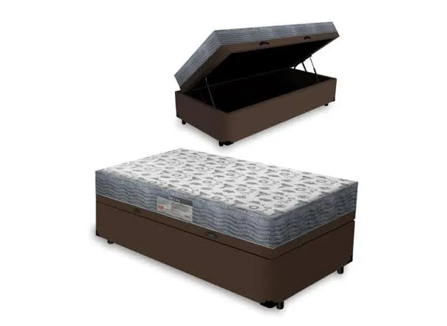 Base Baú Solteiro VZ + colchão Iso D33 ortopédico. 18 cm oferta  Imagem