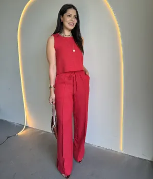 CONJUNTO BLUSA E CALÇA  AGNES  -  VERMELHO P