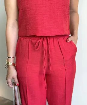 CONJUNTO BLUSA E CALÇA  AGNES  -  VERMELHO P - Foto 2