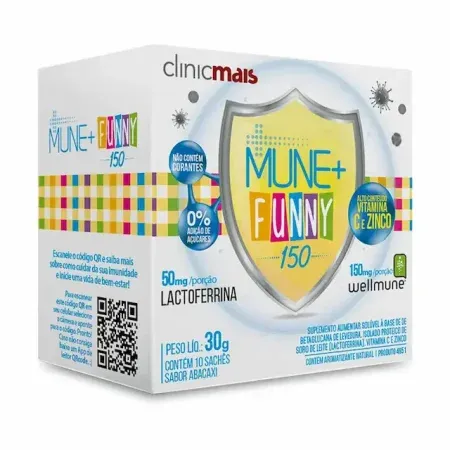 4951 - MUNE+ FUNNY 150 sabor Abacaxi ( LACTOFERRINA + WELLMUNE) caixa com 10 sachês Imagem