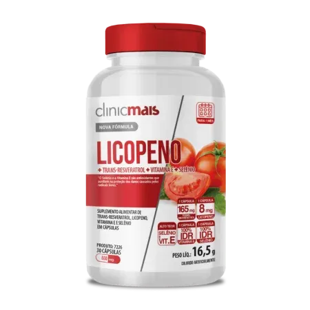 7226 - Cáp. LICOPENO resveratrol+  vitamina c + selenio - 550mg – 30 cáp.  