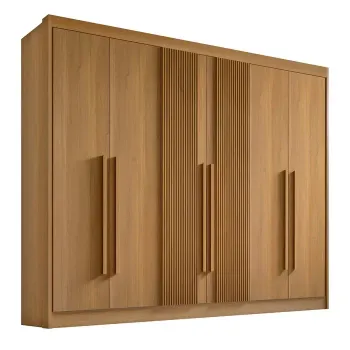 Guarda Roupa Casal Athos 6 Portas Ripado 100% Mdf D`doro Móveis - Cinamomo