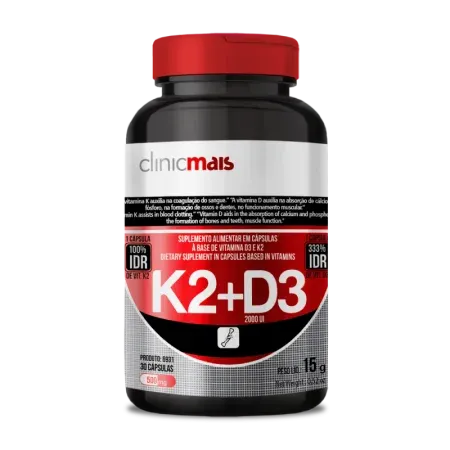 6931 - Cáp. SUPLEMENTO VITAMINA K2 + D3 2000UI  500mg  - 30 cáps  MENAQUINONA-7