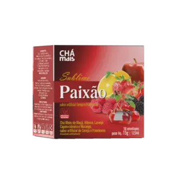 12344 - Sublime PAIXÃO  Sabor Cereja e Framboesa  (Explode coração) Chá misto de maçã, laranja, morango, hibisco e capim cidreira sabor Frutas Vermelho