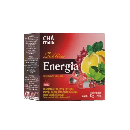 12326 - Sublime ENERGIA (Bioenergy)  Chá misto de guaraná, laranja, cha verde, chá preto, hibisco e mate verde, sabor Laranja e Guaraná