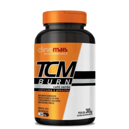 4639 - Cáps. TCM BURN  (Café verde, Cúrcuma e Pimenta) 500mg – 60 cáps. 