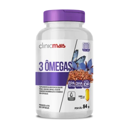 ÔMEGAS Peixe, Linhaça e Borragem 1000mg – 60 cap. Imagem