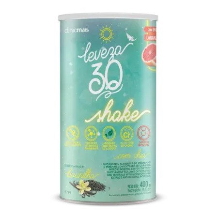 6796 - SHAKE LEVEZA 30 com INOSITOL e LARANJA MORO sabor BAUNILHA (Adoçado com folhas de ESTÉVIA)