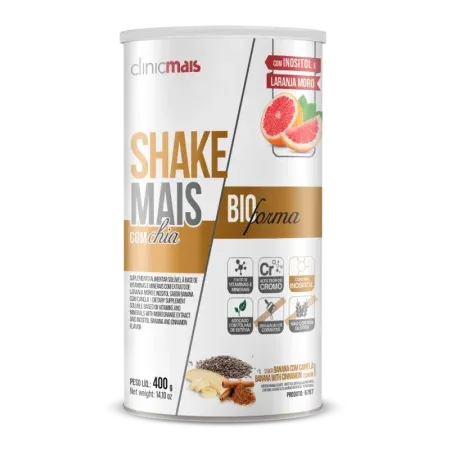 6797 - SHAKE COM CHIA BIOFORMA Sabor Banana com Canela (Adoçado com folhas de ESTÉVIA)  