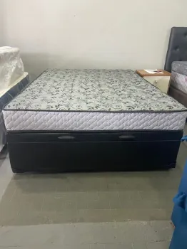 Baú Casal blindado Premium Madeira 44cm+ Colchão Paropas Casal D80 Todo em espuma Pilow D28 até 240 kg 18  cm altur. Oferta 