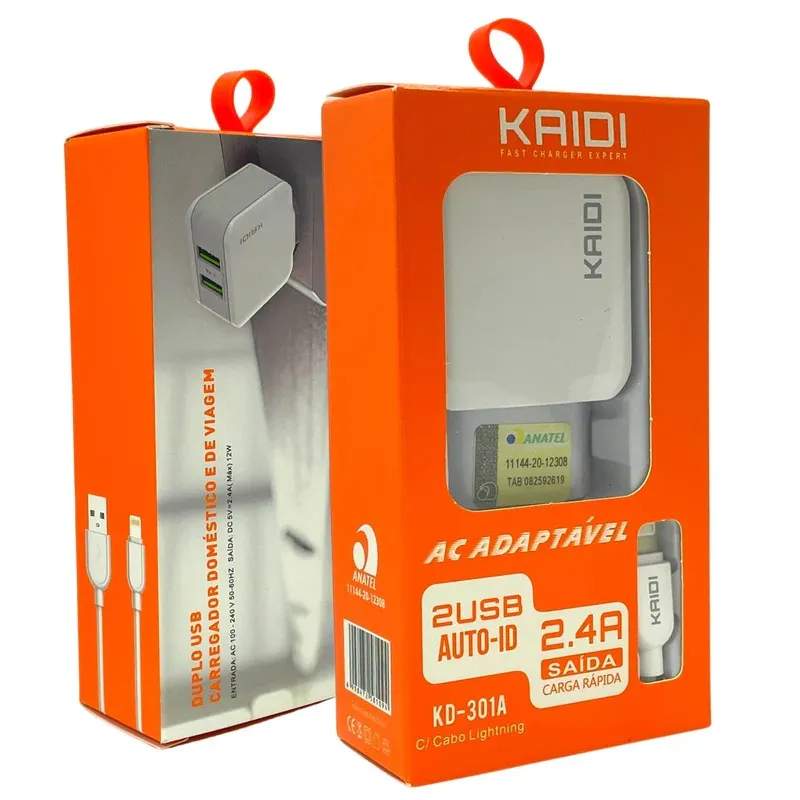 Carregador de Celular Kaidi  com Cabo USB Turbo carregamento Rápido Imagem