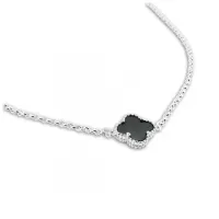 Colar de prata alta 950 trevo - Ônix - CTO110 - Foto 2