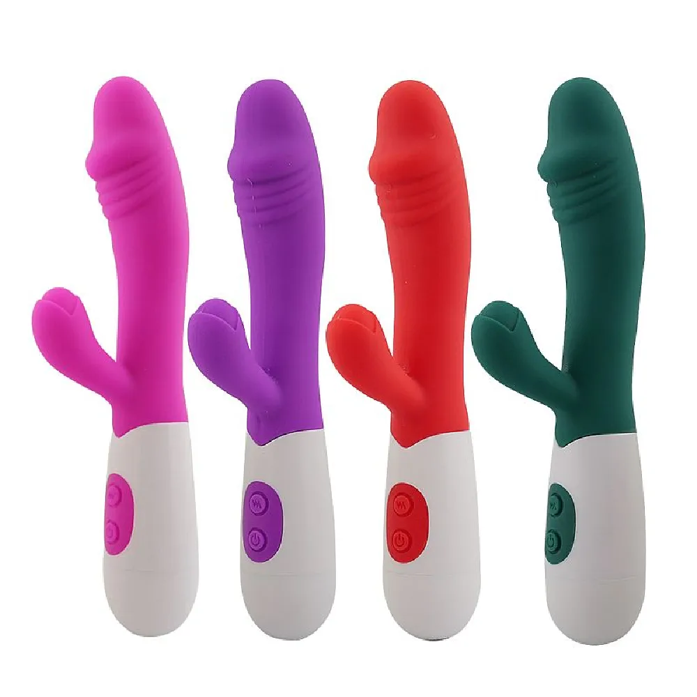 VIBRADOR SIME PONTO G E CLITÓRIS EM SILICONE  COM 30 VIBRAÇÕES CORES - SI.                                                                          LIBYSEXSHOP Imagem