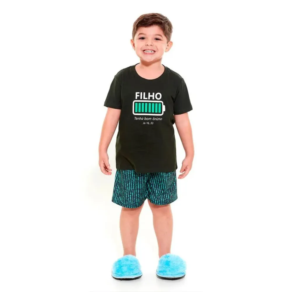 Pijama infantil Filho tenha bom ânimo Jo 16,33 
