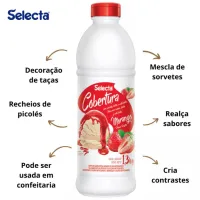 Cobertura Concentrado de Sorvete e Sobremesas Selecta 1,3kg - Morango - Foto 2