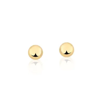 Brinco de esfera lisa banhado a ouro 6mm