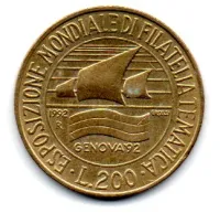 Itália - 1992 - 200 Lire - Comemorativa - Esposizione Mondiale Di Filatelia Tematica