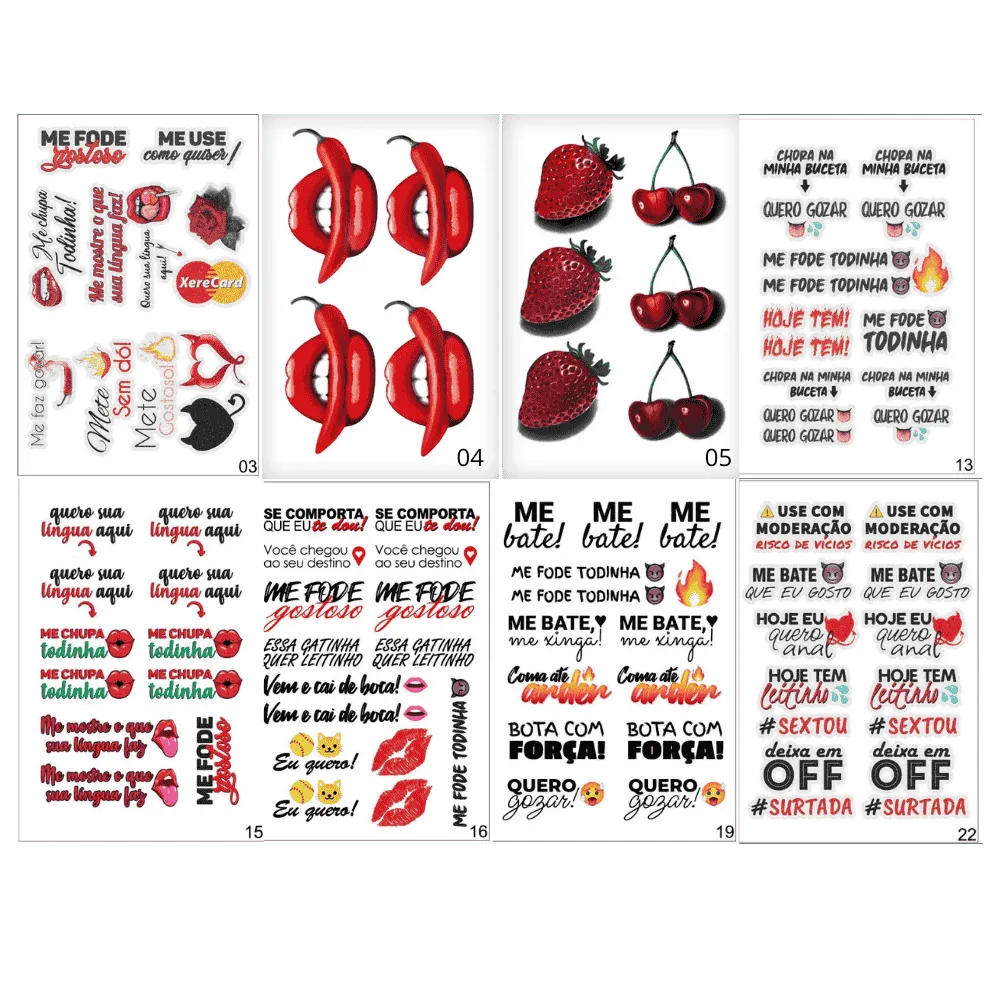 Cartela Tatuagem Temporária 15x10cm