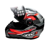 Capacete FW3 GTX fox Preto Vermelho Grafite c/ Viseira interna - Foto 4
