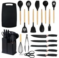 Kit Completo Jogo Utensílios de Cozinha Luxo 19 Peças Com Tábua em Silicone Espátula Faca Tesoura - Foto 2