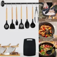 Kit Completo Jogo Utensílios de Cozinha Luxo 19 Peças Com Tábua em Silicone Espátula Faca Tesoura - Foto 3