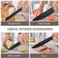 Kit Completo Jogo Utensílios de Cozinha Luxo 19 Peças Com Tábua em Silicone Espátula Faca Tesoura - Foto 4