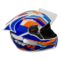 CAPACETE FW3 GTR Racing Bolt Branco / Azul / Laranja c/ Viseira interna - Foto 5