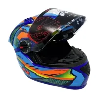 CAPACETE FW3 GTR Racing Bolt  Azul / Laranja / Amarelo c/ Viseira interna - Foto 2