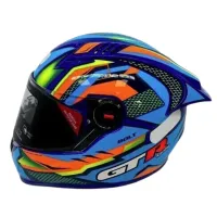 CAPACETE FW3 GTR Racing Bolt  Azul / Laranja / Amarelo c/ Viseira interna - Foto 3