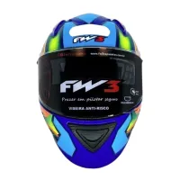 CAPACETE FW3 GTR Racing Bolt  Azul / Laranja / Amarelo c/ Viseira interna - Foto 4