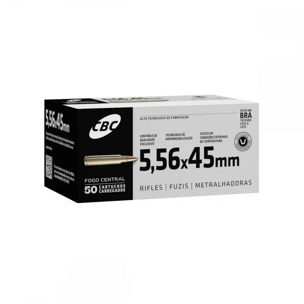 MUNIÇÃO CBC 5.56x45 CBC COMUM SS109 62gr CX C50 Imagem