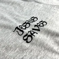 Camiseta Masculina Cinza Jesus Saves - Foto 2